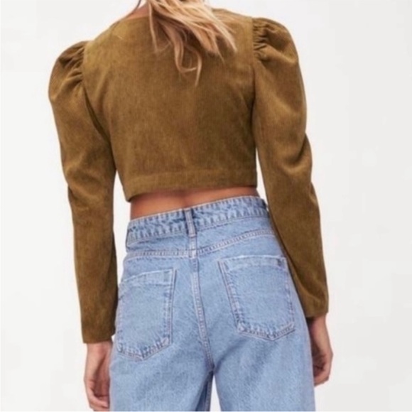 GETADME Women's Look Younger Instantly Elegant Shirt Turn-down Collar Long Puffy Sleeve Cropped Blouse Spring Casual Office Lady Blouse